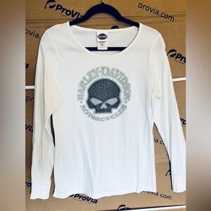 Harley-Davidson White Skull Long Sleeve Tee Large